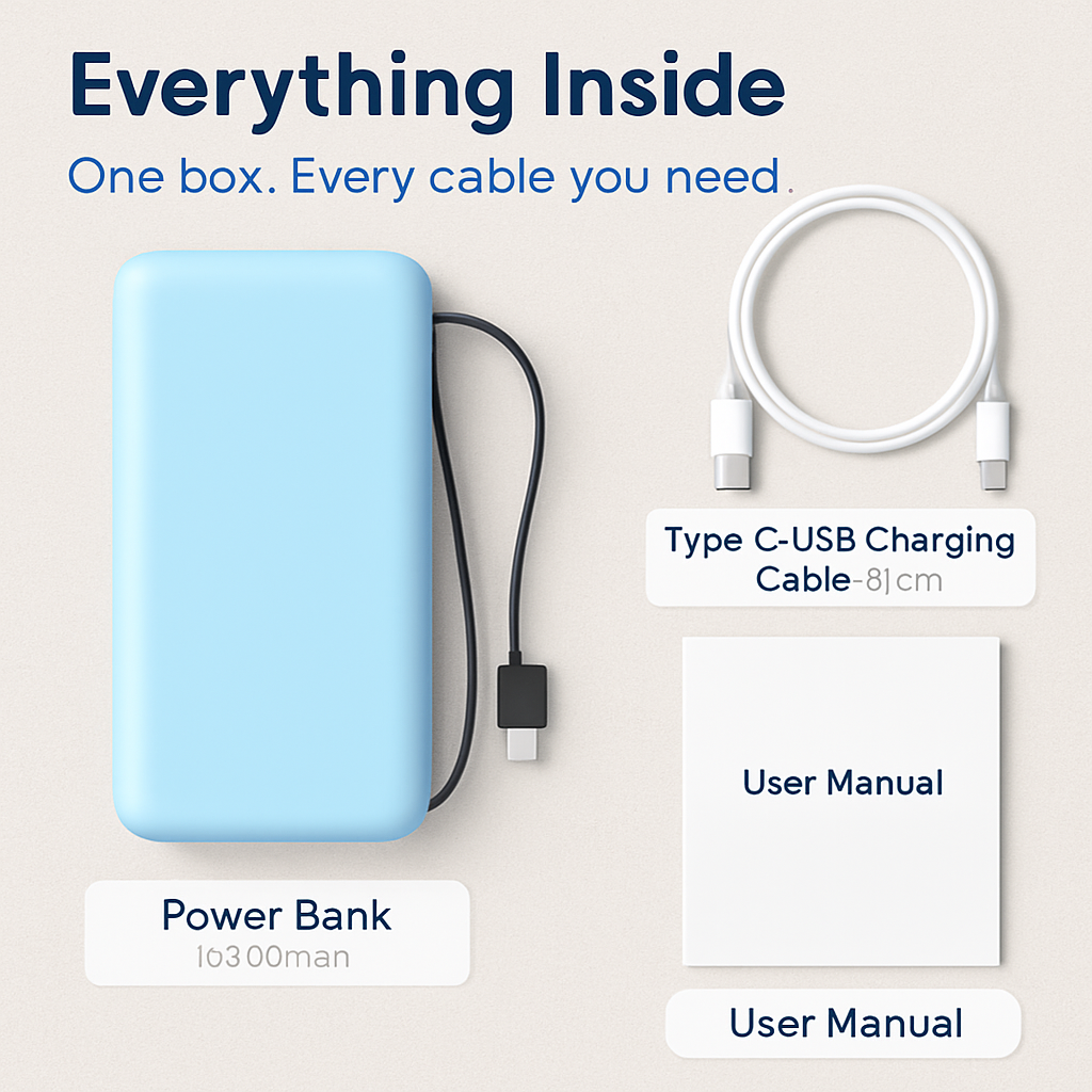 Power Bank Portable Charger with Type-C Cable for iPhone