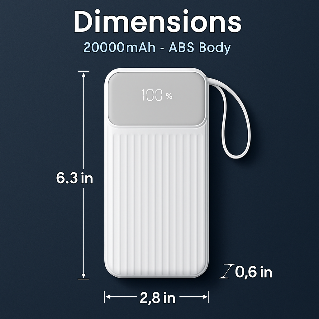 PD22.5W Fast Charger Power Bank with Cables