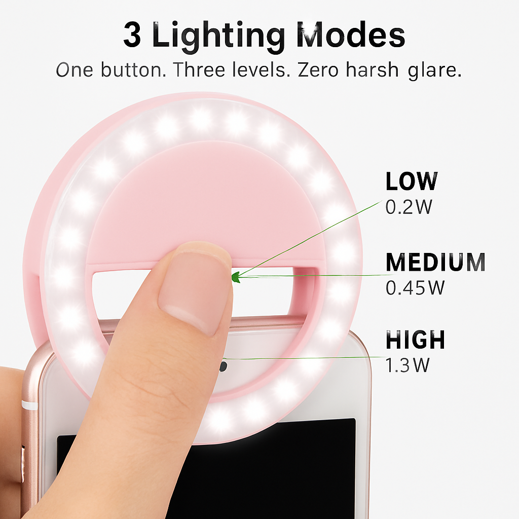 Selfie Ring Light Clip for Phones and Tablets - Portable