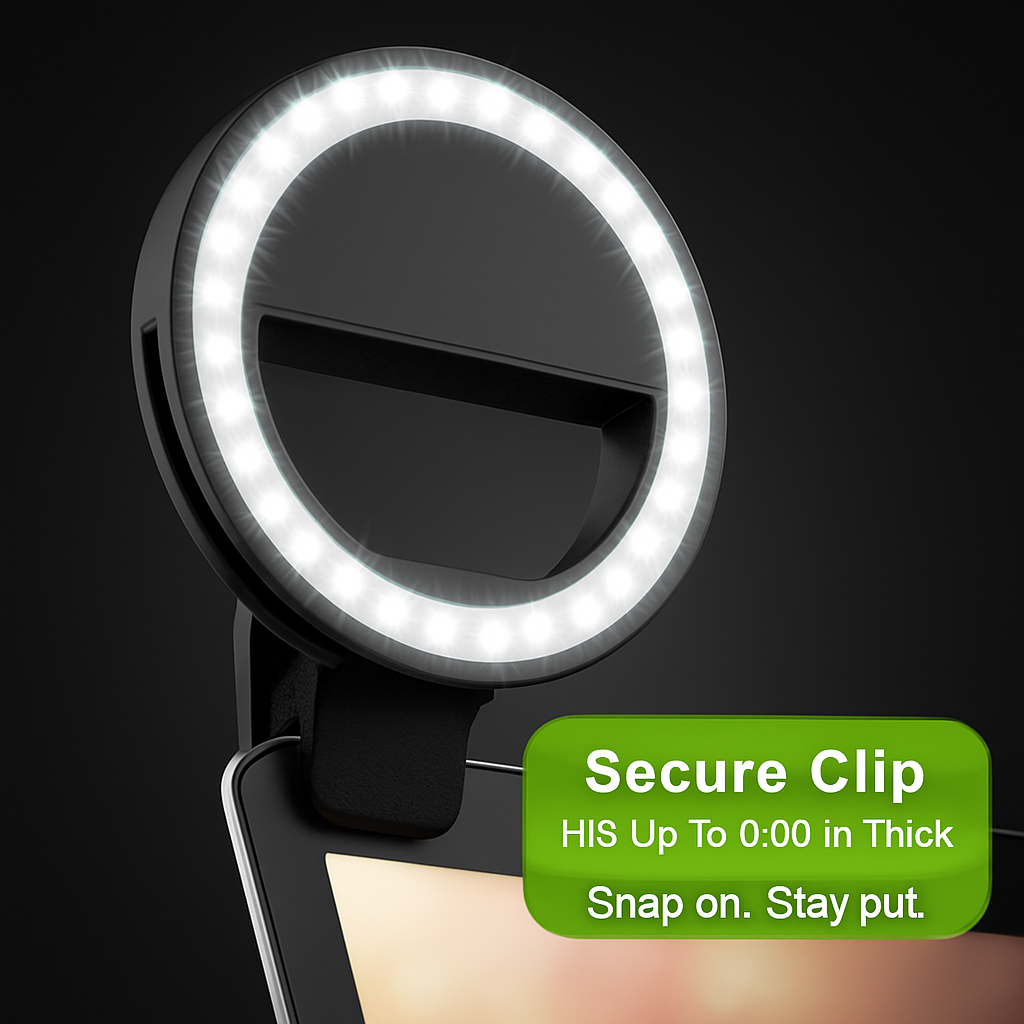 Selfie Ring Light Clip for Phones and Tablets - Portable