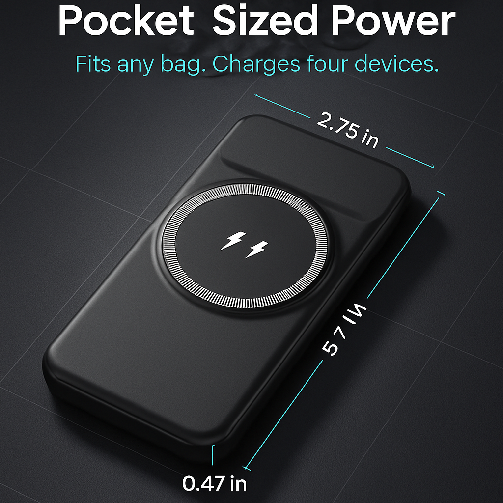 Magnetic Wireless Power Bank with Built-in Cable
