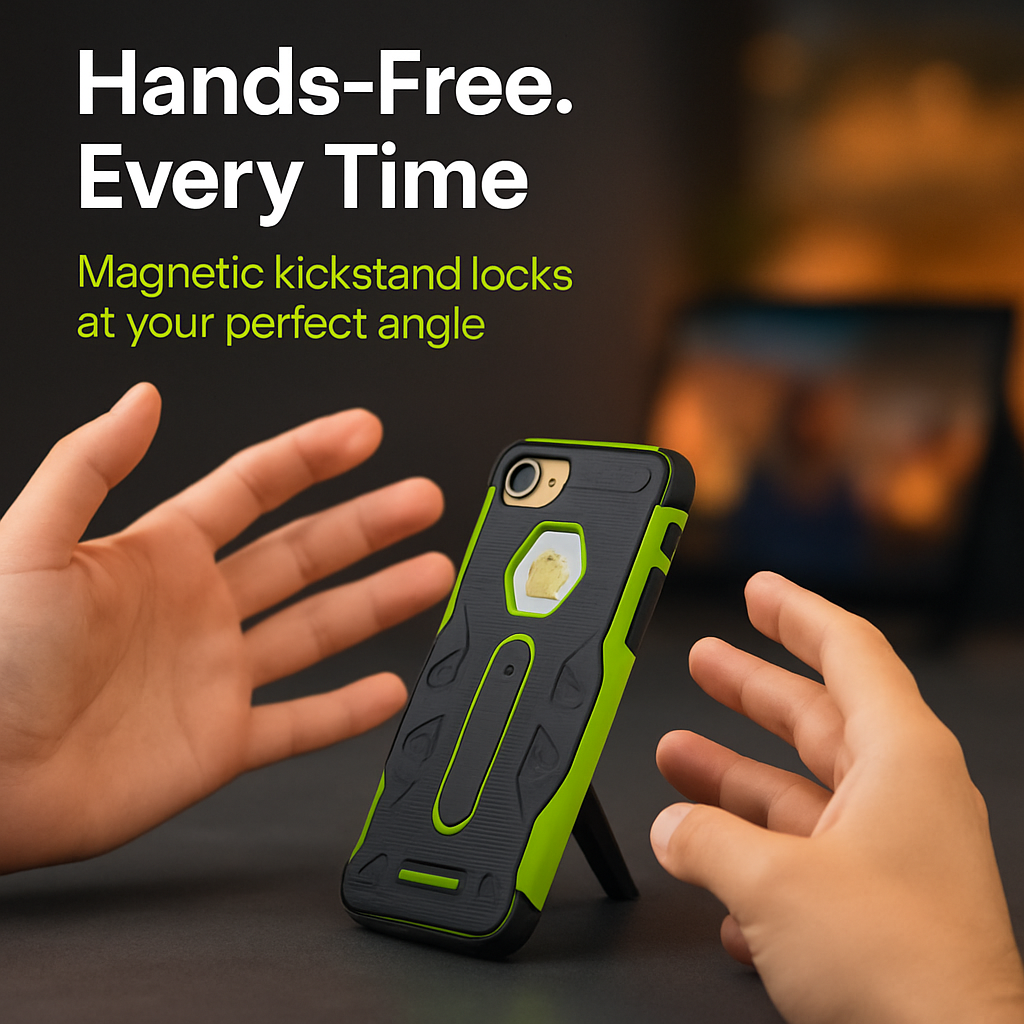 iPhone 8 Case with Kickstand - Green/Black