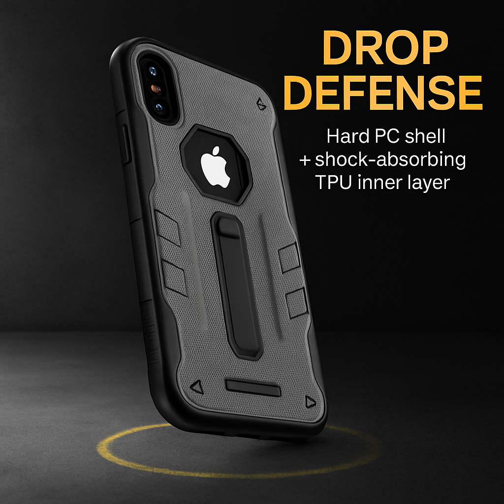 Rugged Phone Case for iPhone X with Kickstand