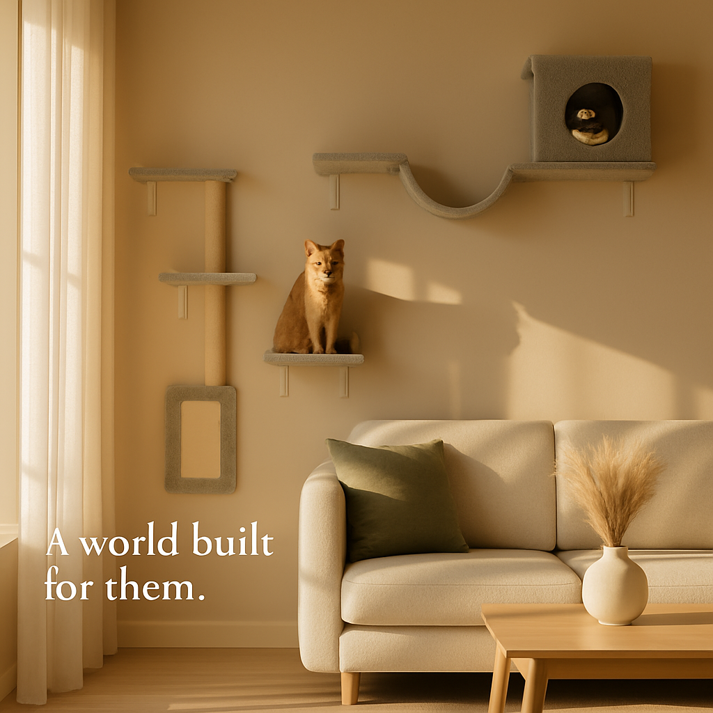 Cat Wall Shelves Perch Climber Set with Cat Houses & Hammock