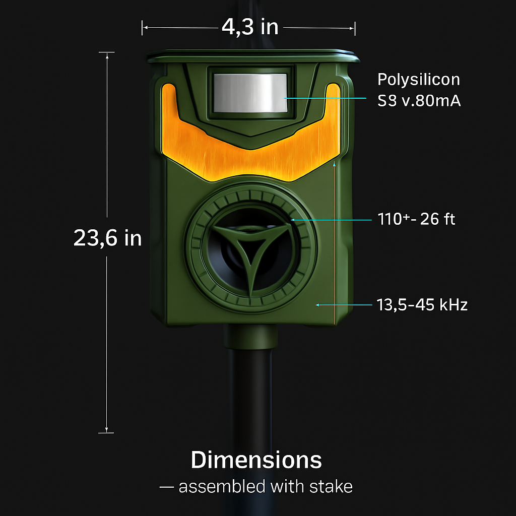 Ultrasonic Solar Animal Repeller with Flame Light