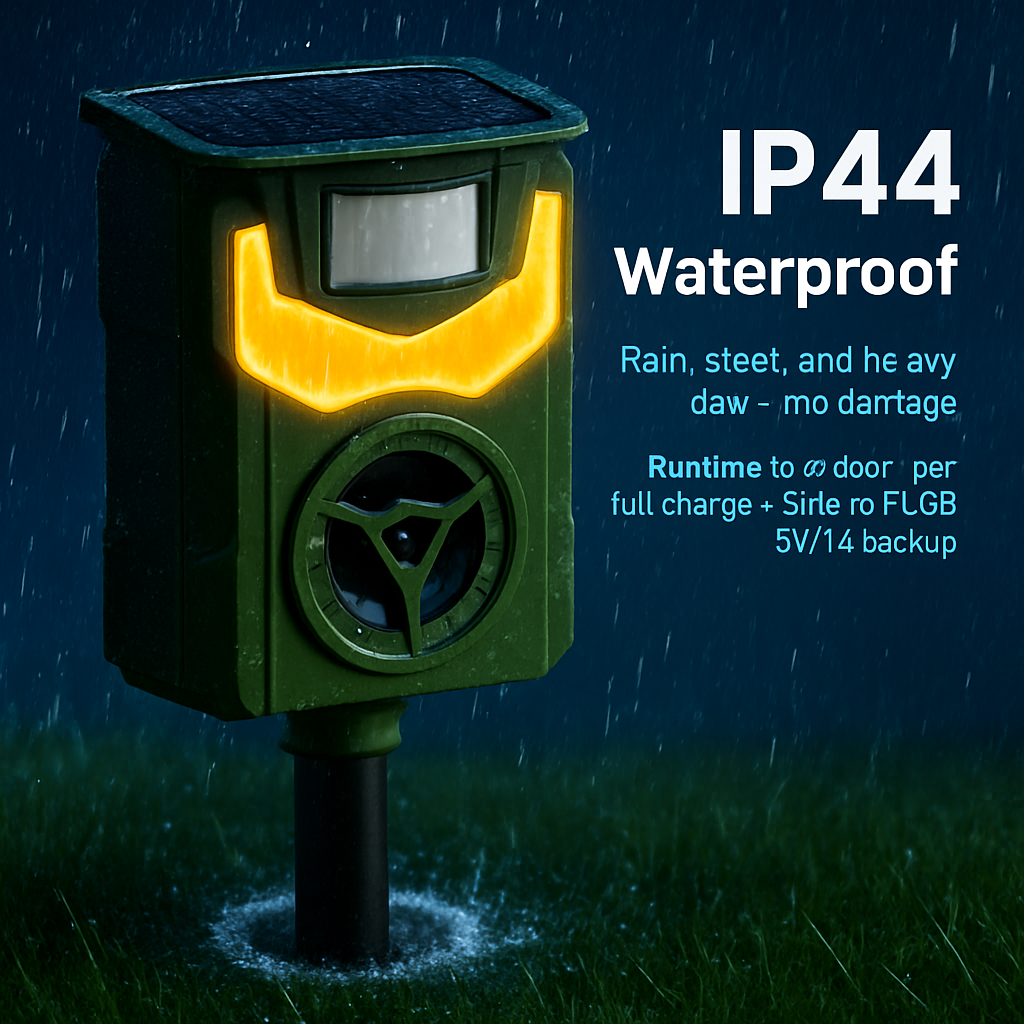 Ultrasonic Solar Animal Repeller with Flame Light
