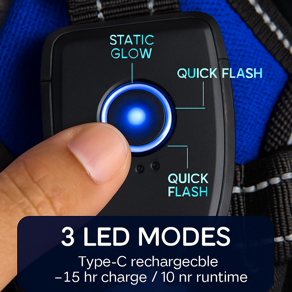 Light Up Dog Harness with Rechargeable LED Lights and Handle