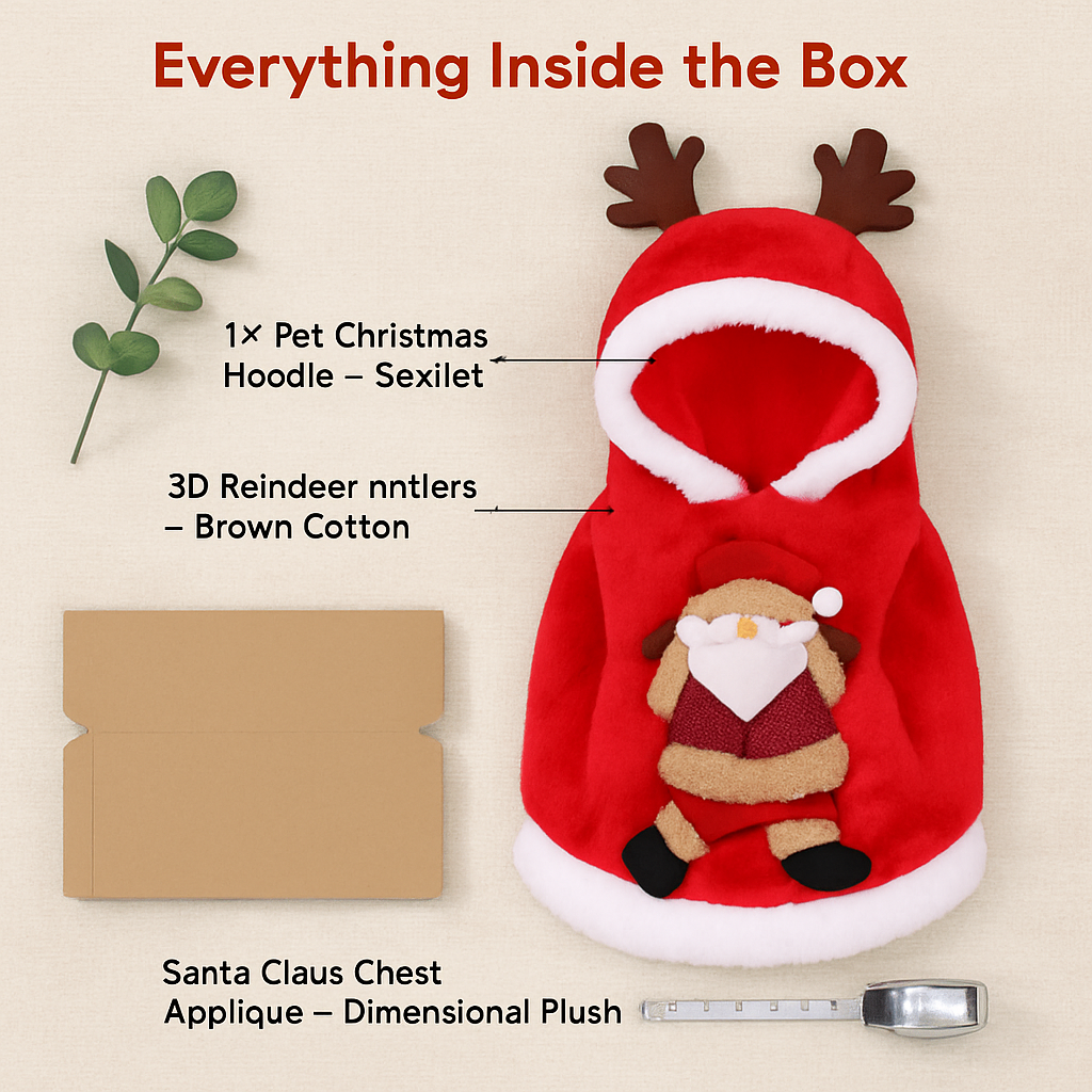 Pet Christmas Santa Claus Reindeer Antlers Costume