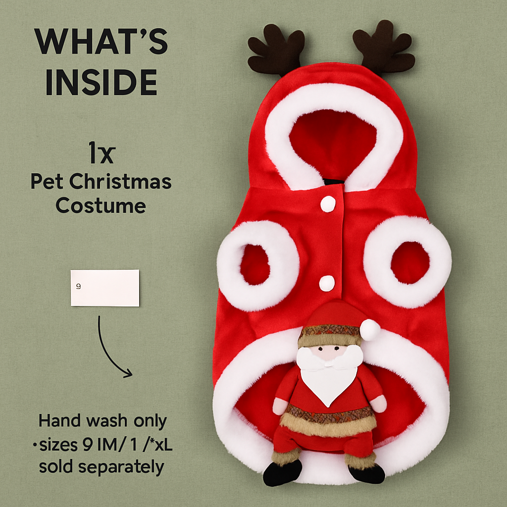 Pet Christmas Santa Claus Reindeer Antlers Costume