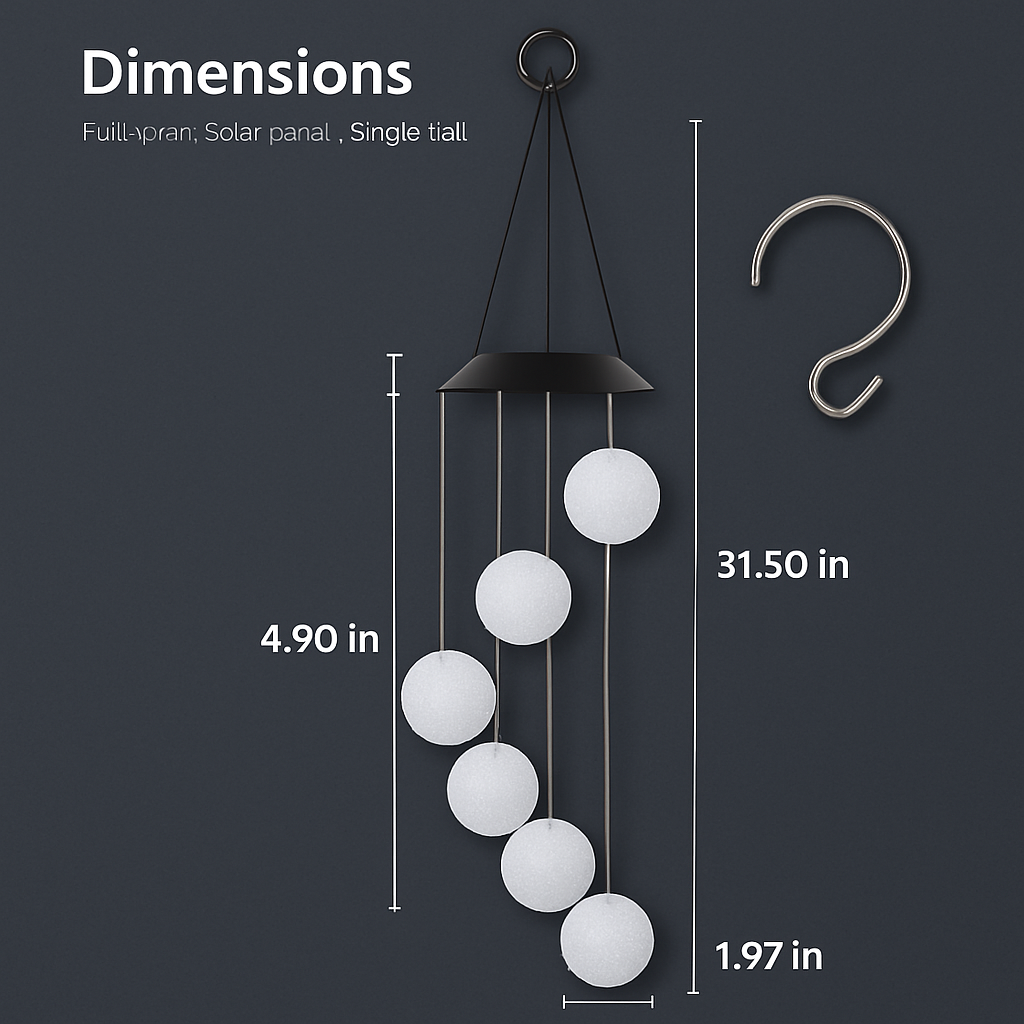 Solar Ball Wind Chime with Color-Changing LEDs Outdoor