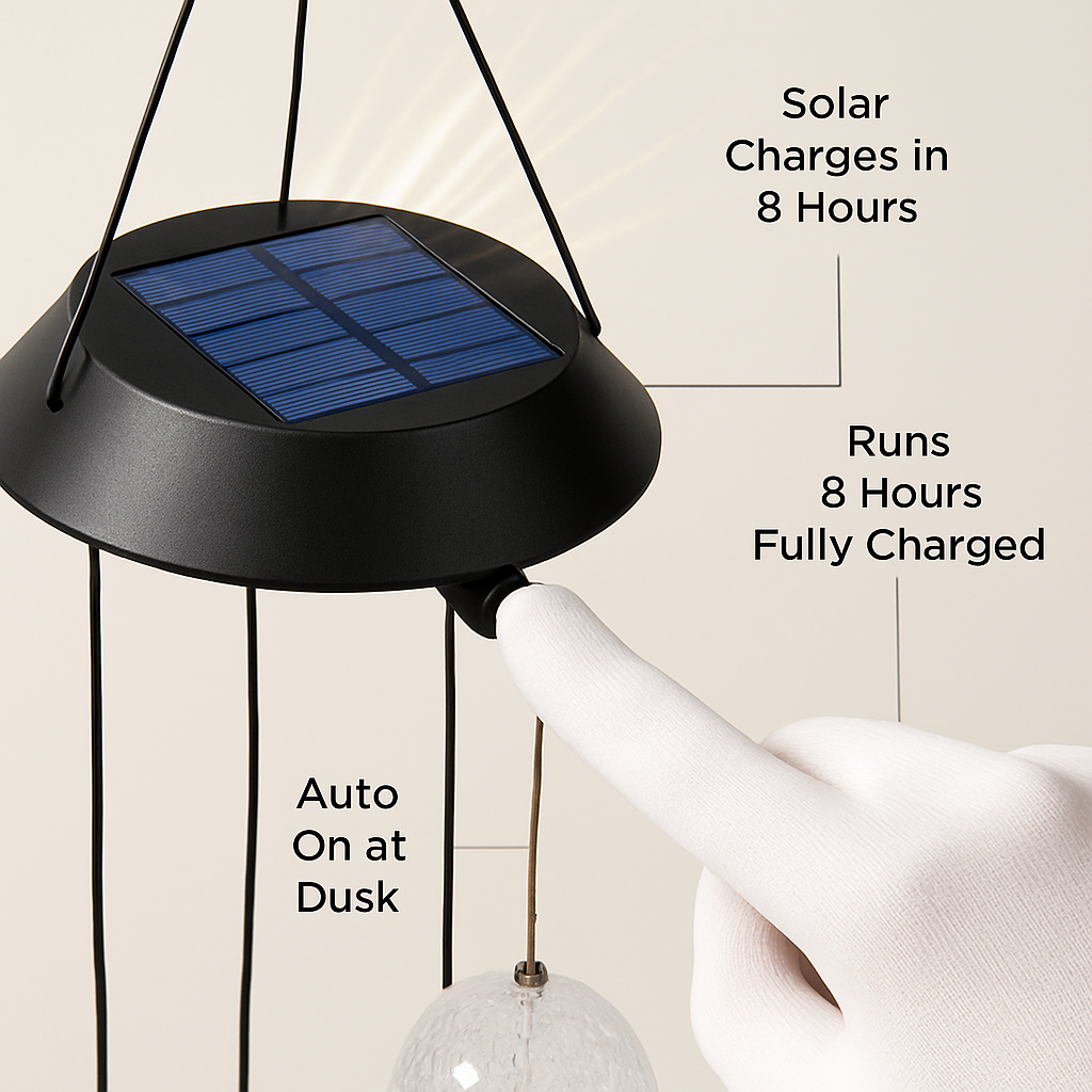 Solar Ball Wind Chime with Color-Changing LEDs Outdoor