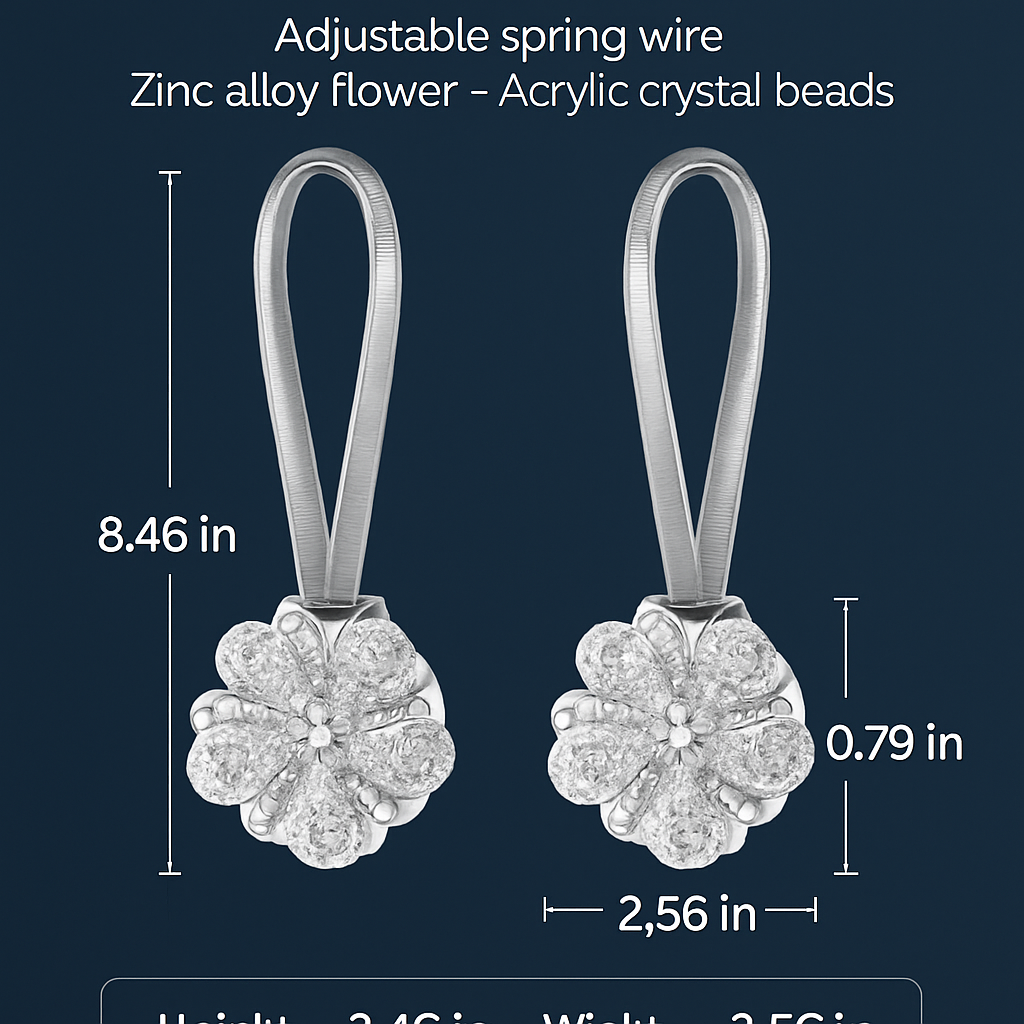 Magnetic Curtain Tiebacks with Extendable Floral Design