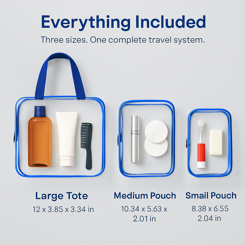 Clear Travel Bags Set for Toiletry Organization