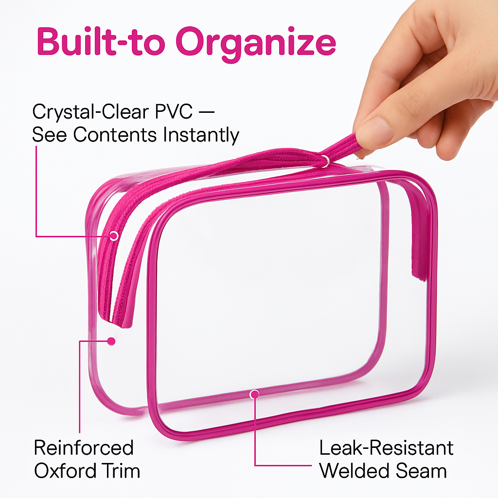 Clear Travel Bags Set for Toiletry Organization