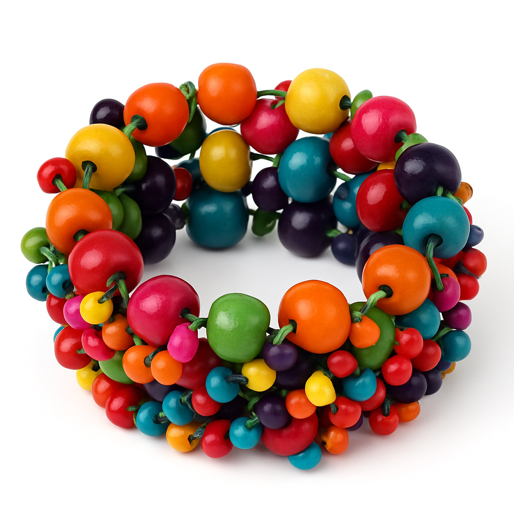 Colorful Exotic Wooden Beaded Bracelet - Flexible Elastic