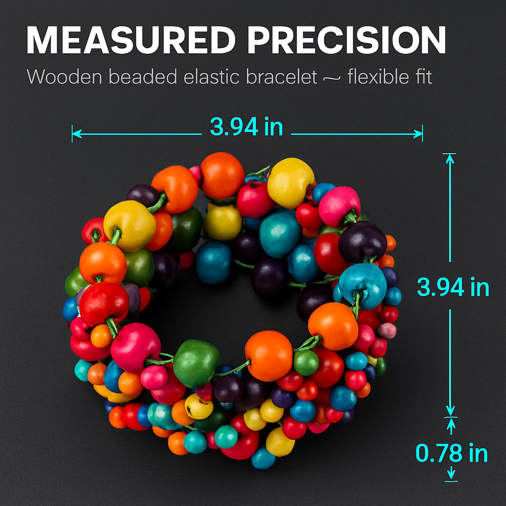 Colorful Exotic Wooden Beaded Bracelet - Flexible Elastic