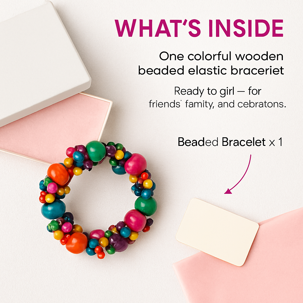 Colorful Exotic Wooden Beaded Bracelet - Flexible Elastic
