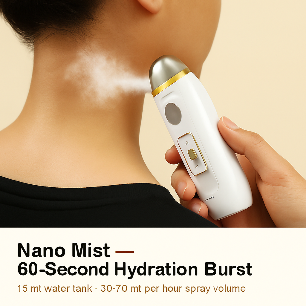 Handheld car massage atomizer for nano mist hydration