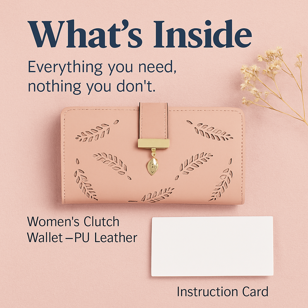 Leather Wallet Clutch - Card Slots - PU Leather - Compact