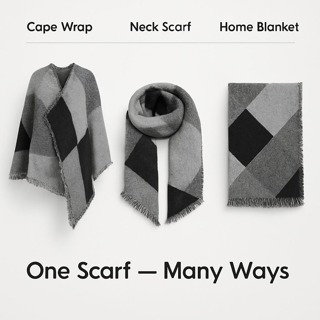 Winter Warm Scarf - Cozy Knit Shawl, Wrap & Blanket