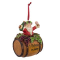 Santa On Wine Barrel Ornament