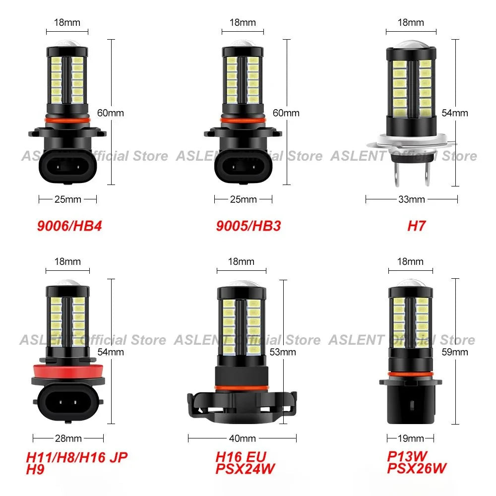 LED Fog Light Bulbs 6000K White | DRL and Fog Lamps for H11 H8 H9 9005 9006