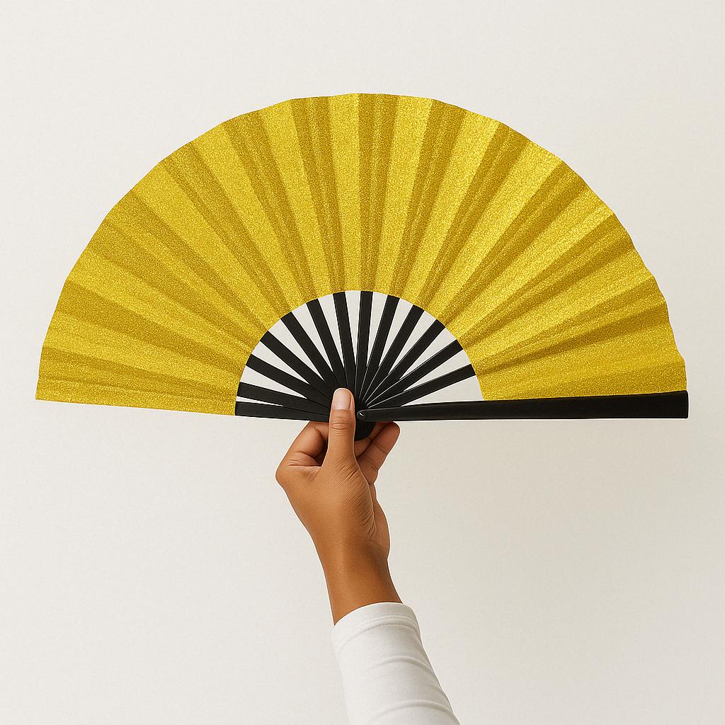 Gold Glitter Clack Fan: Elegant Folding Hand Fan