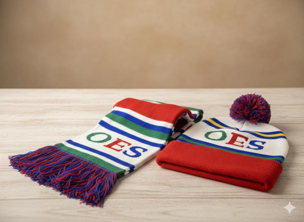 OES Beanie and Fringe Scarf Set | Order of the Eastern Star Winter Gift