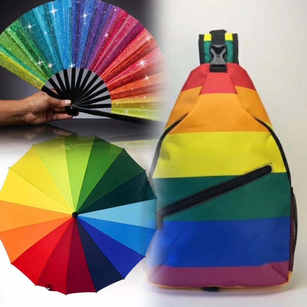 Rainbow Gift Set - Umbrella, Backpack, Fan