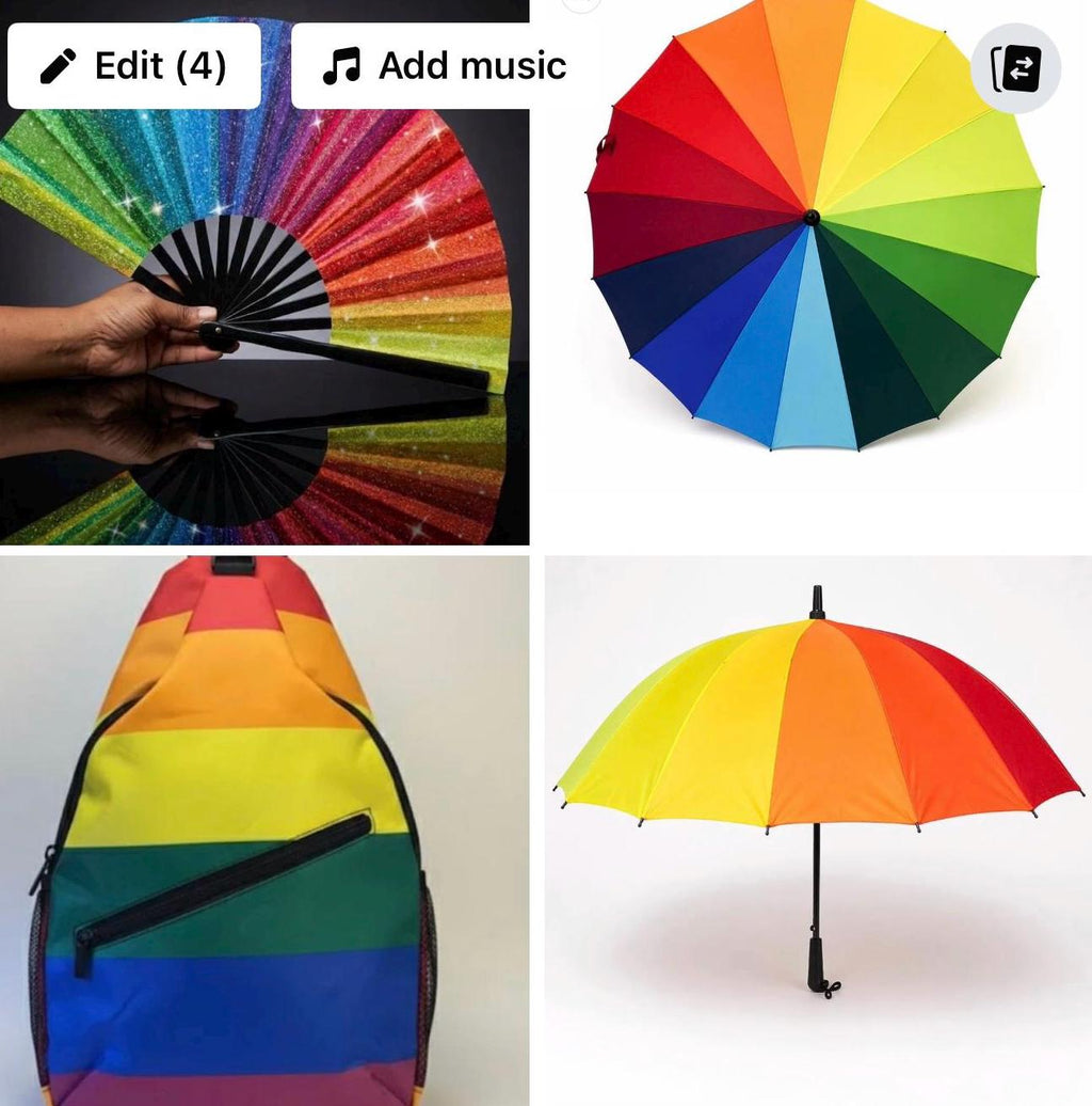 Rainbow Gift Set - Umbrella, Backpack, Fan