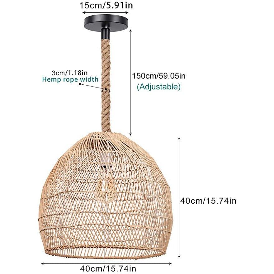 WalmHomie Hand Woven Pendant Light Rattan Lamp Shade,Rope Lamp