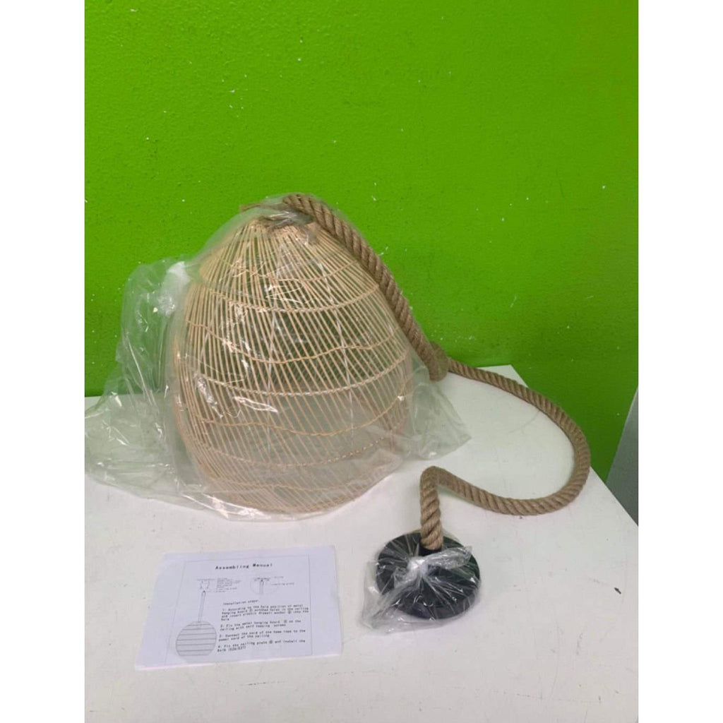 WalmHomie Hand Woven Pendant Light Rattan Lamp Shade,Rope Lamp