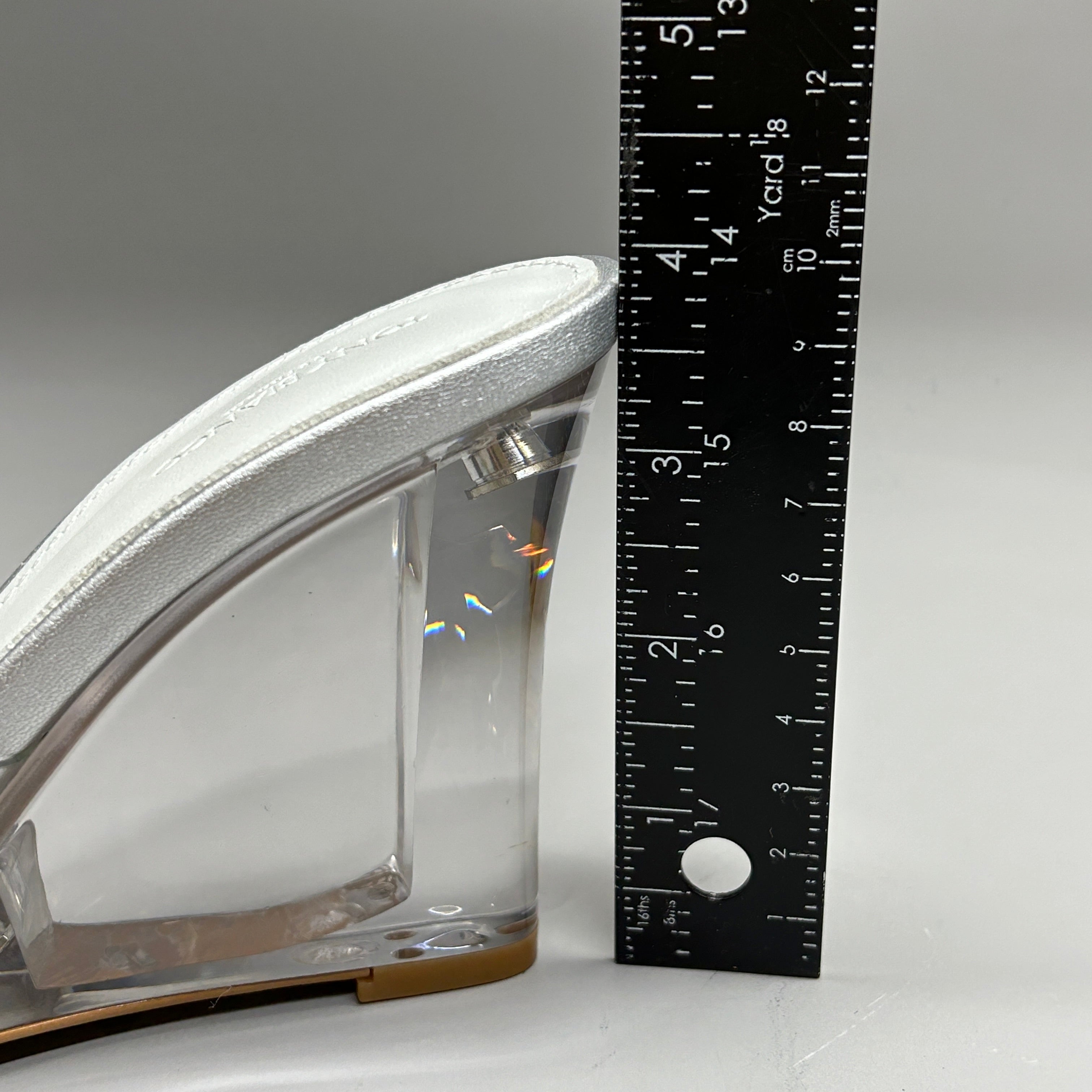 TONY BIANCO Alessi Clear Vinylite/Silver Wedges Women's Heels Sz 8.5 (New)