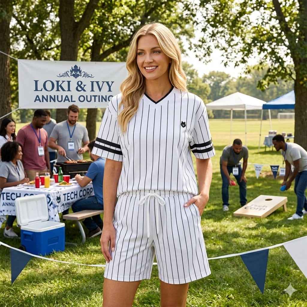 Loki & Ivy Unisex Striped Loose Fit Shorts