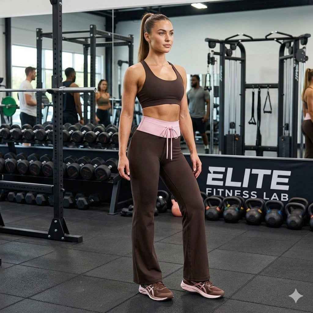 Loki & Ivy Women's High-Waist Color Block Flare Leggings