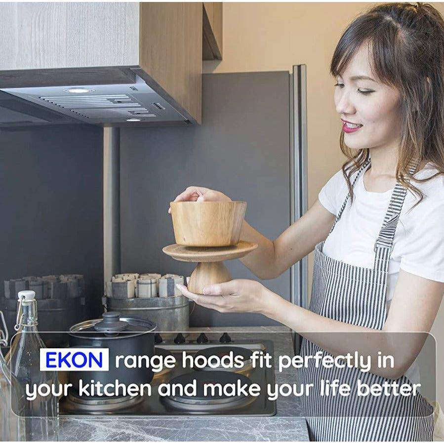Range Hood Insert, EKON NAB01-30IN 900CFM Built-in Range Hoods Ducted/Ductless with 4-Speed Soft Touch Panel Control/Dishwasher-safe Filters, Kitchen Hoods for Over Kitchen Stove