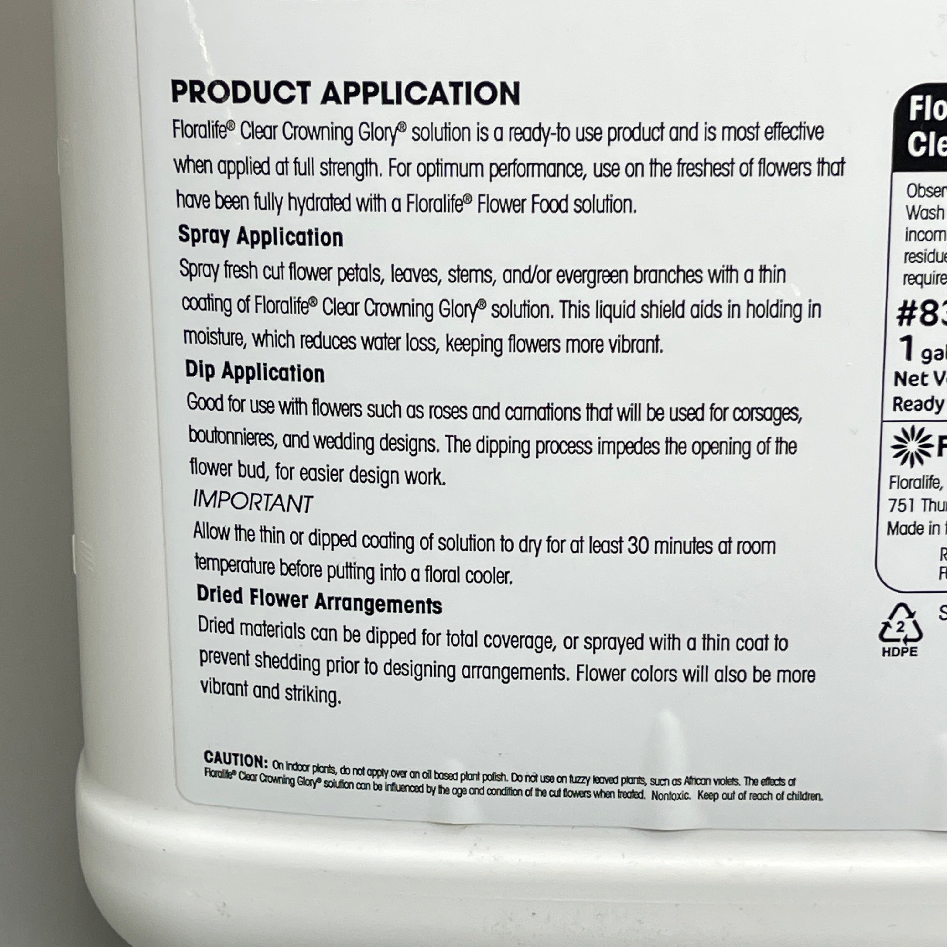 SMITHERS OASIS FloraLife Clear Crowning Glory 1 Gallon Clear (New)