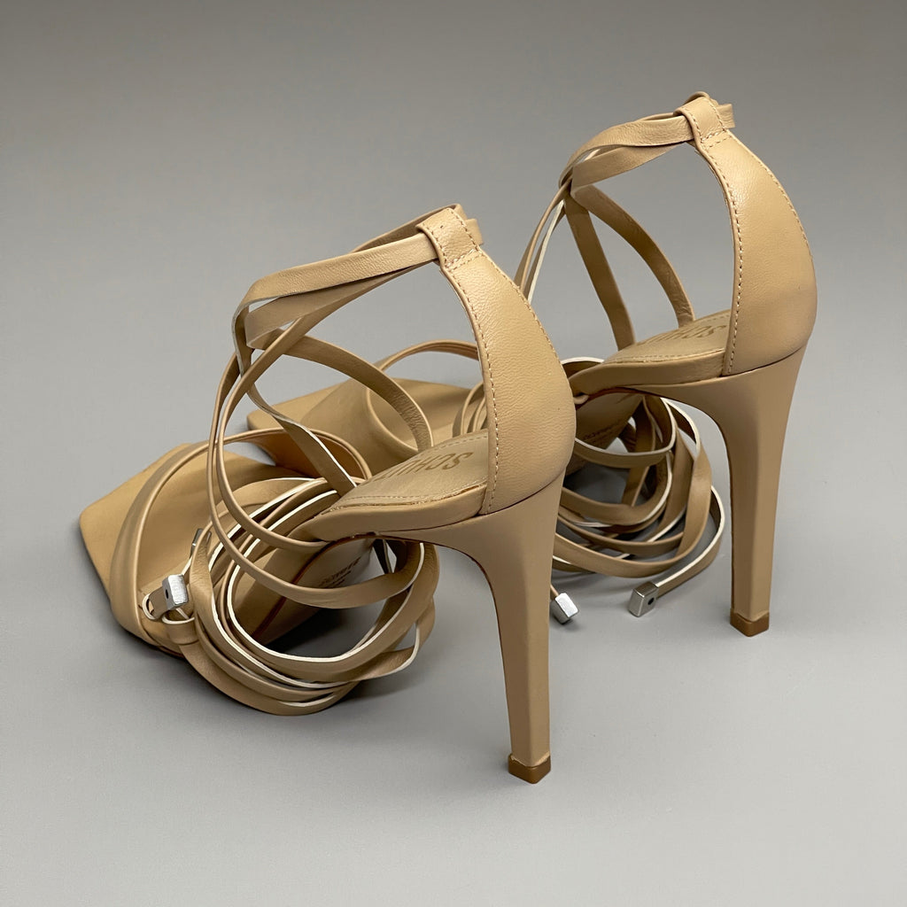 SCHUTZ Bryce Ankle Tie Women's Leather High Heel Sandal Light Nude Sz 5.5B (New)