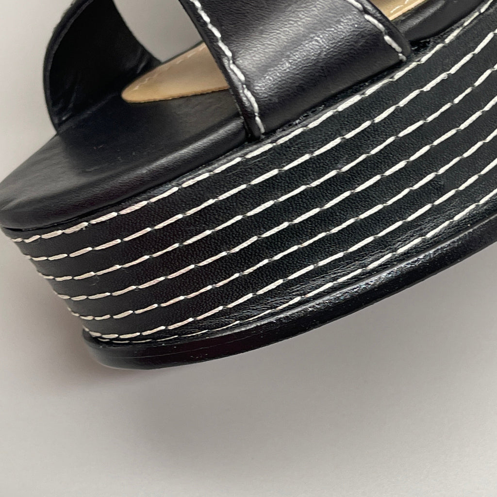 SCHUTZ Keefa Casual Women's Leather Sandal Black Platform 4" Heel Shoes Sz 7.5B (New)