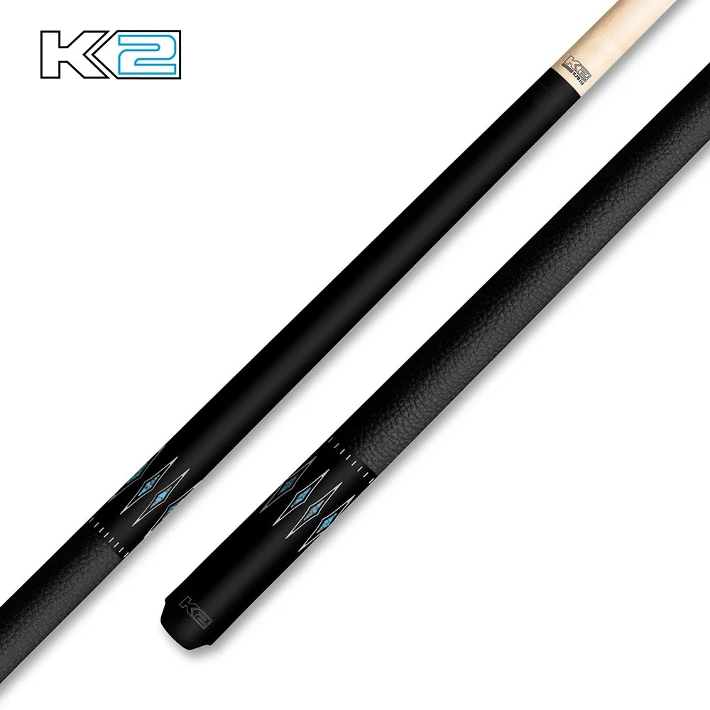 K2 Cue Matte Black, Silver & Blue Crystal Diamonds Design Black Linen Wrap