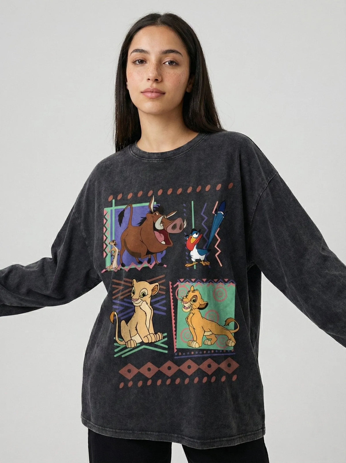 Lion King Long Sleeves Washed T-Shirt