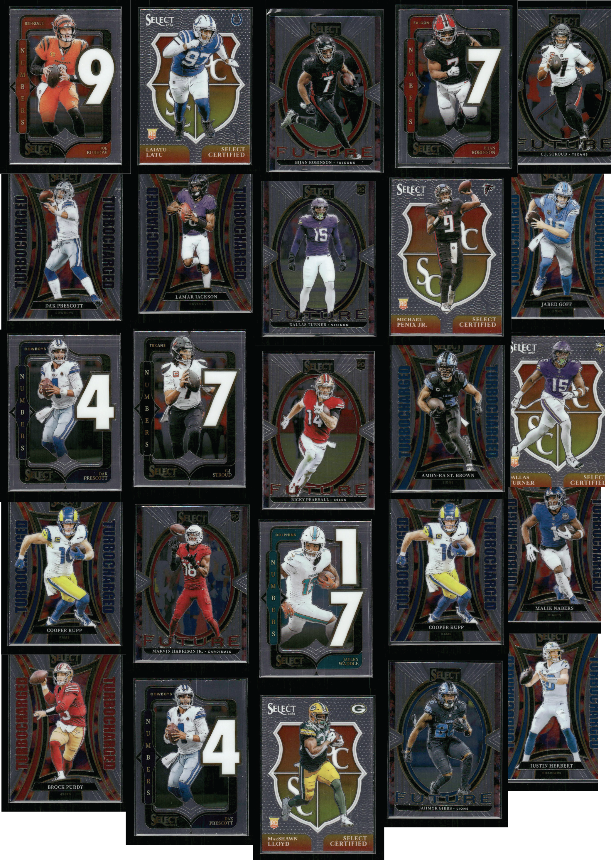 2024 Select Football Insert Lot - Rookies & Vets - 25 Cards