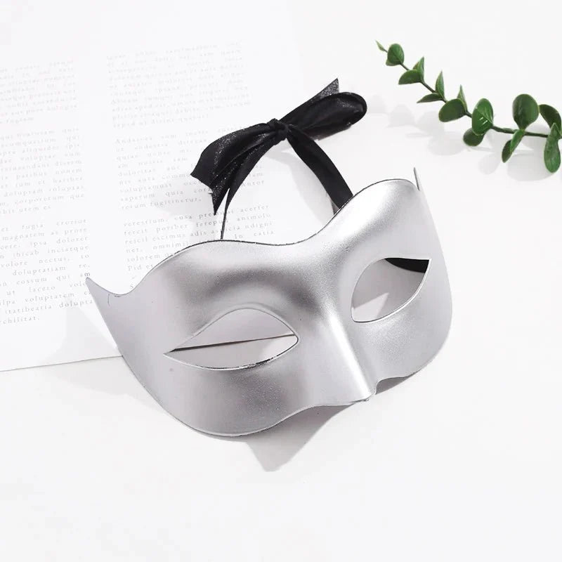 Masquerade Half Face Mask | Elegant Black & White Retro Design
