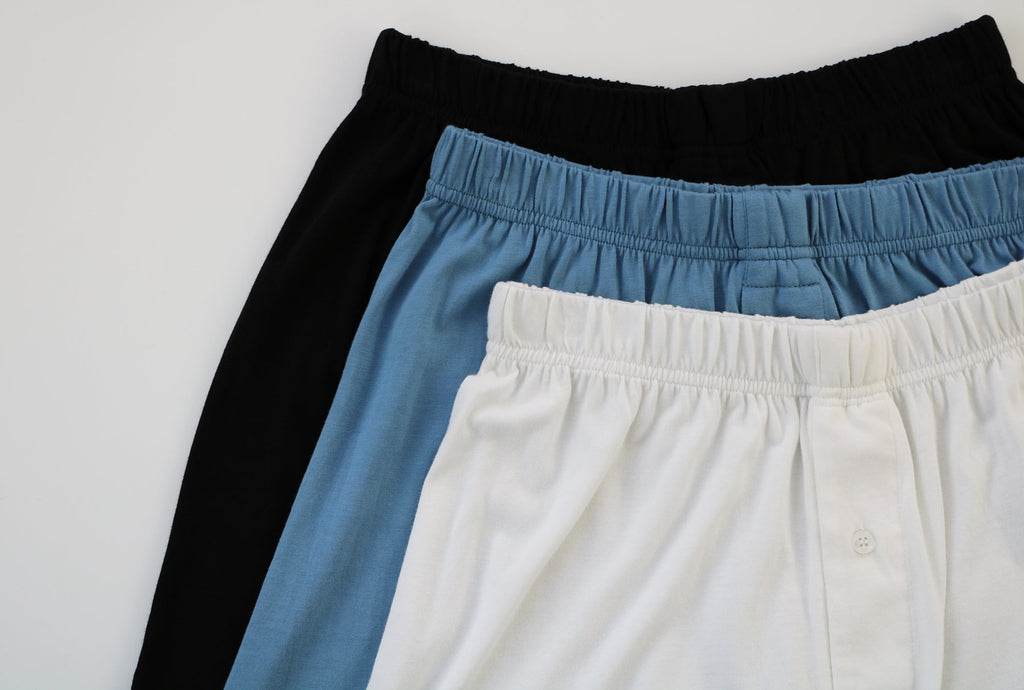 Men's Bamboo Boxer Shorts – 3 Pack, Steel Blue/Cream/Black