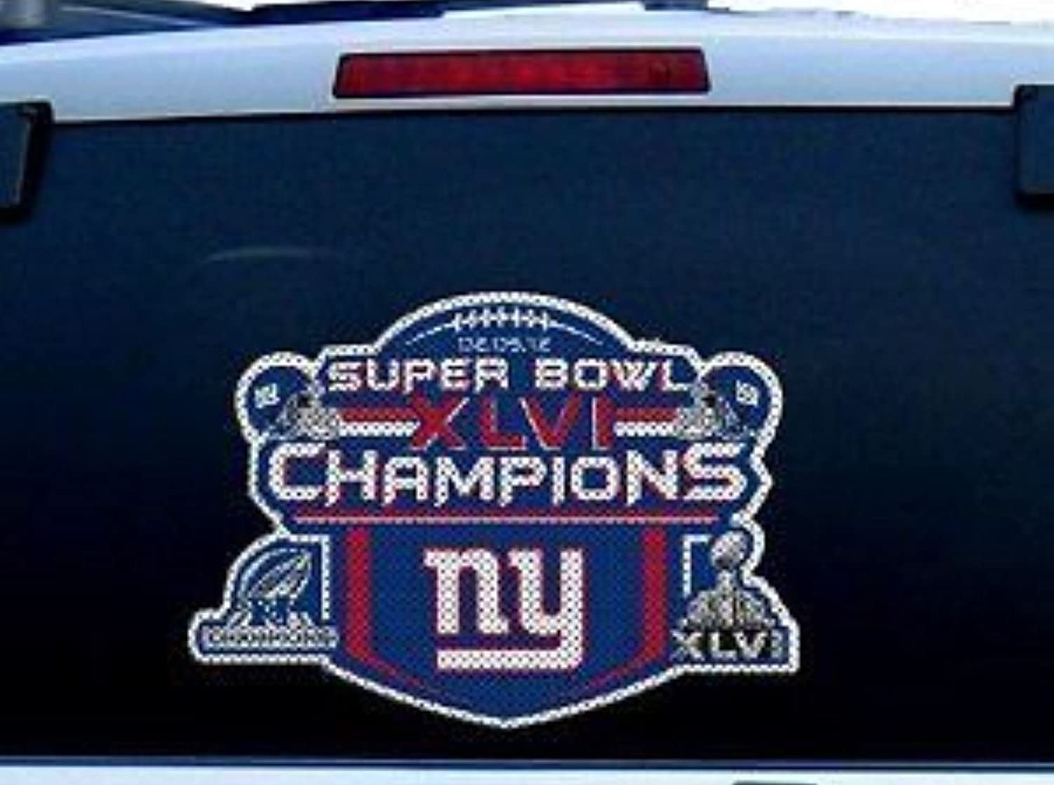New York Giants Super Bowl Champions 12 Inch Window Film Perforated Auto Decal Sticker, One-Way Vision
