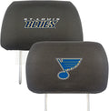 St Louis Blues Premium Auto Head Rest Covers, Black, Embroidered, 14x10 inch, Elastic, 2-Piece