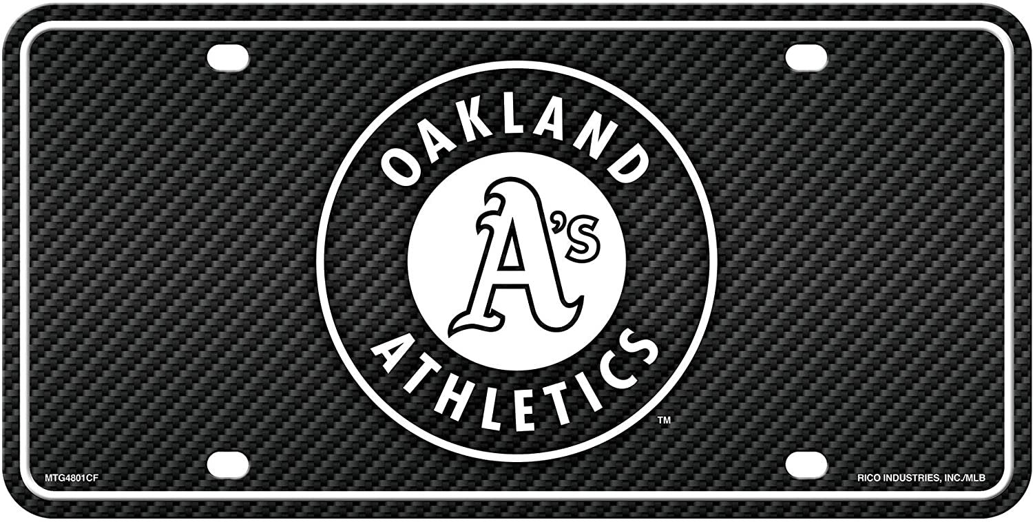 Oakland Athletics A's Metal Tag License Plate, Carbon Fiber Design, 6x12 Inch