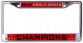 Boston Red Sox Metal License Plate Frame Chrome Tag Cover, Laser Acrylic Mirrored Inserts, 2018 Champions, 12x6 Inch