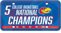 University of Kansas Jayhawks 5X Time Champions Metal Tag License Plate, 6x12 Inch