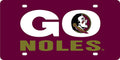 Florida State University Seminoles Laser Cut Tag License Plate, Mirrored Acrylic, Inlaid, Go Noles, 12x6 Inch